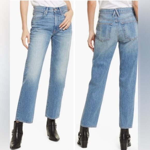 SLVRLAKE Sophie Straight Jeans All or Nothing Wash Mid Rise 100% Cotton Sz 24